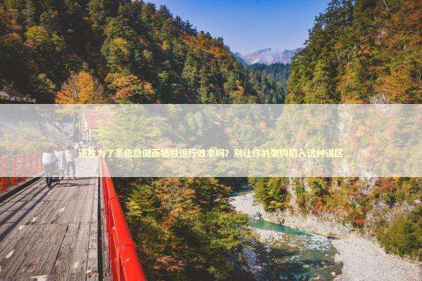 还在为了系统稳健而牺牲运行效率吗?别让你的架构陷入这种误区 还在为了系统稳健而牺牲运行效率吗?别让你的架构陷入这种误区 IT技术